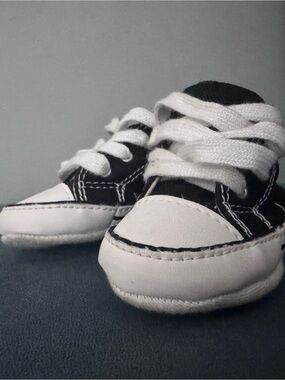 Infant Converses Black & White Kids Soft Bottom Sneakers